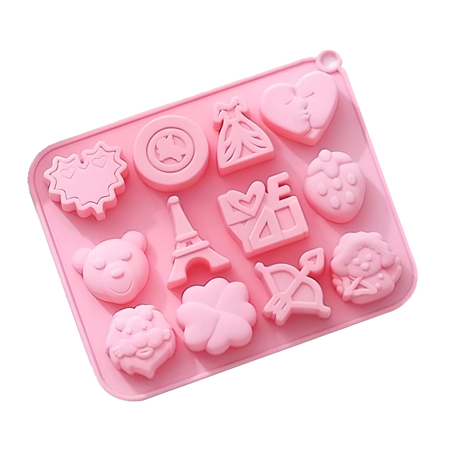 Love Valentine Theme Silicone Chocolate & Fondant Mold 12 Cavity