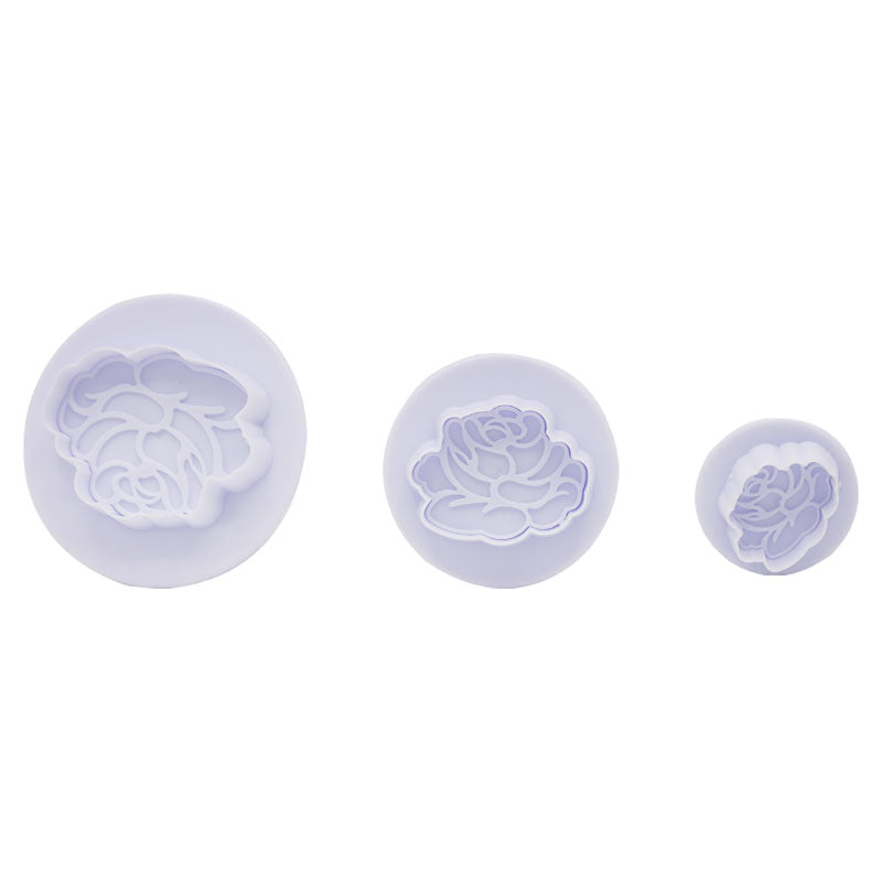 Rose Shape Fondant Plunger Cutter 3Pcs Set