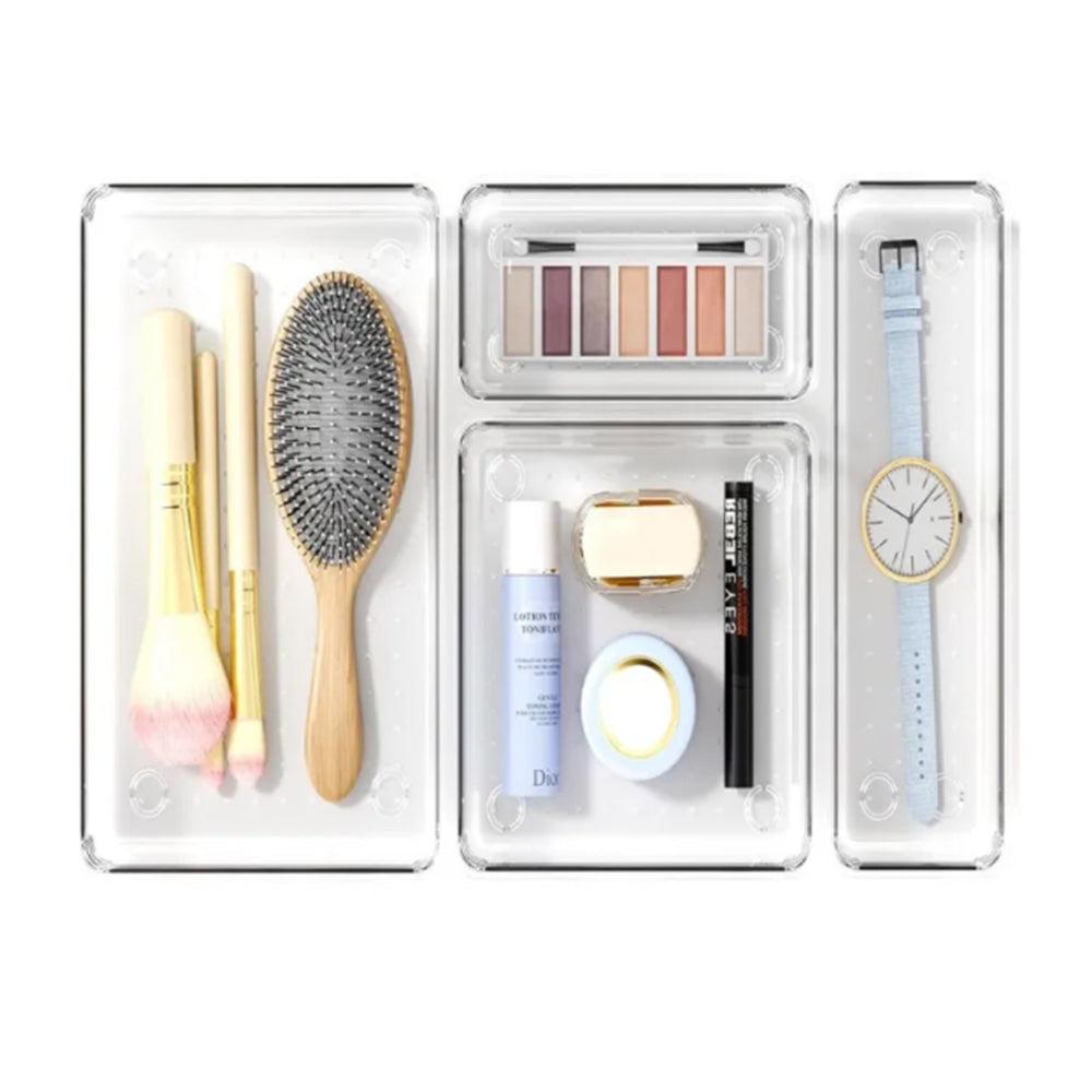 4-Piece Acrylic Cosmetics Organizer Set
