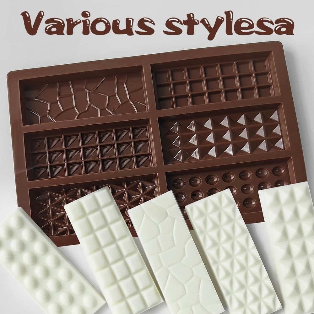 6 Design Rectangle Chocolate Bar Mold Silicone 6 Cavity