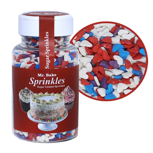 MR Bake Confetti Heart Mix Sprinkles (Purple,Blue,Red,Yellow) – 90g Jar