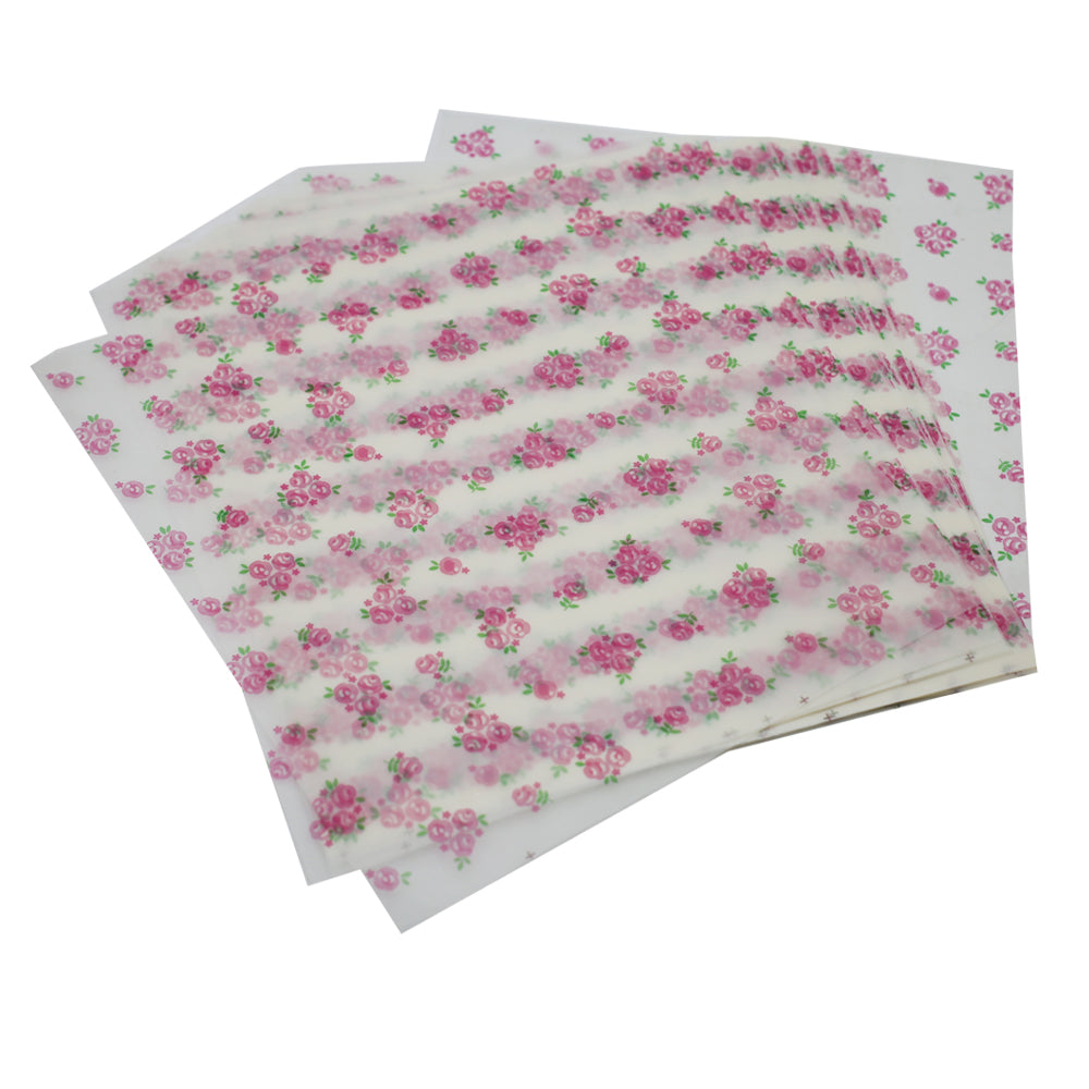 Rose Design Wax Paper 50Pcs Pack