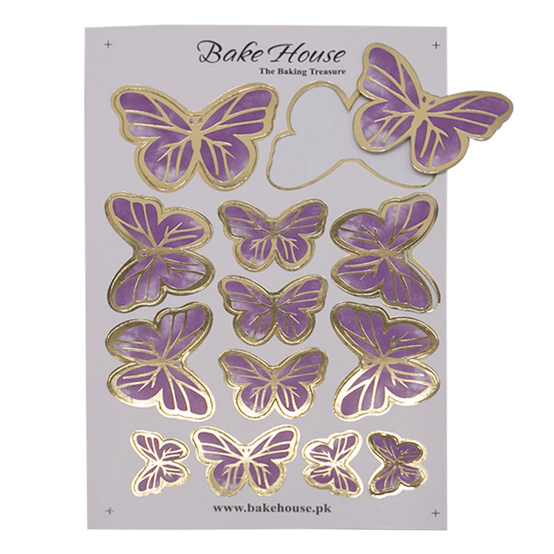 Purple Color Butterflies Cake Topper 13 Pcs Pack