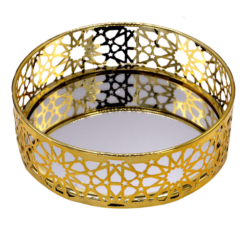 Decorative Cosmetics Organizer Round Mirror Tray