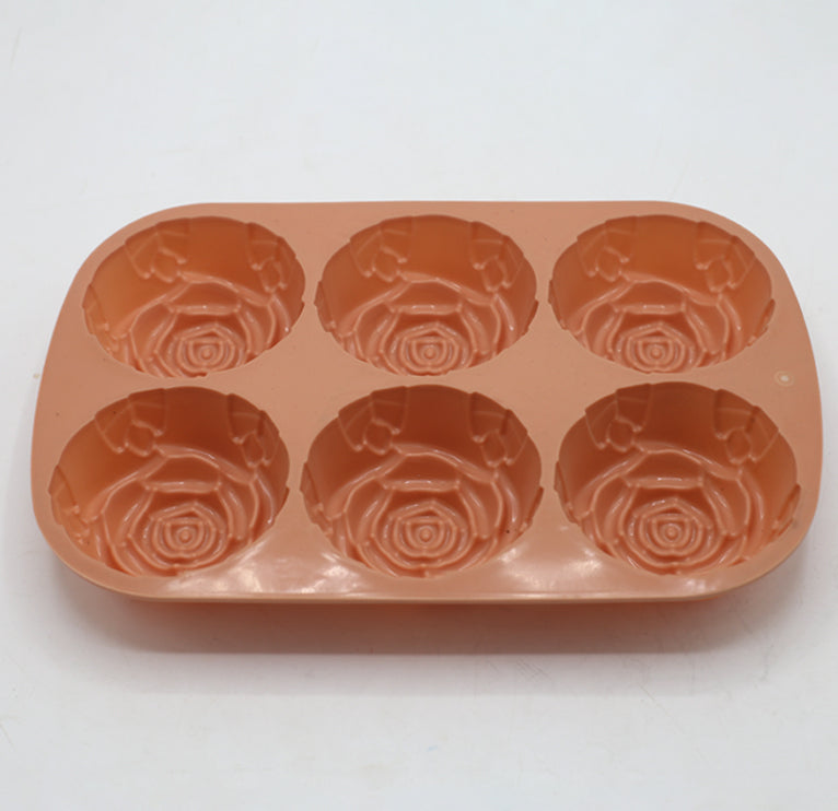 Large Size Silicone Rose Mold 6 Cavity