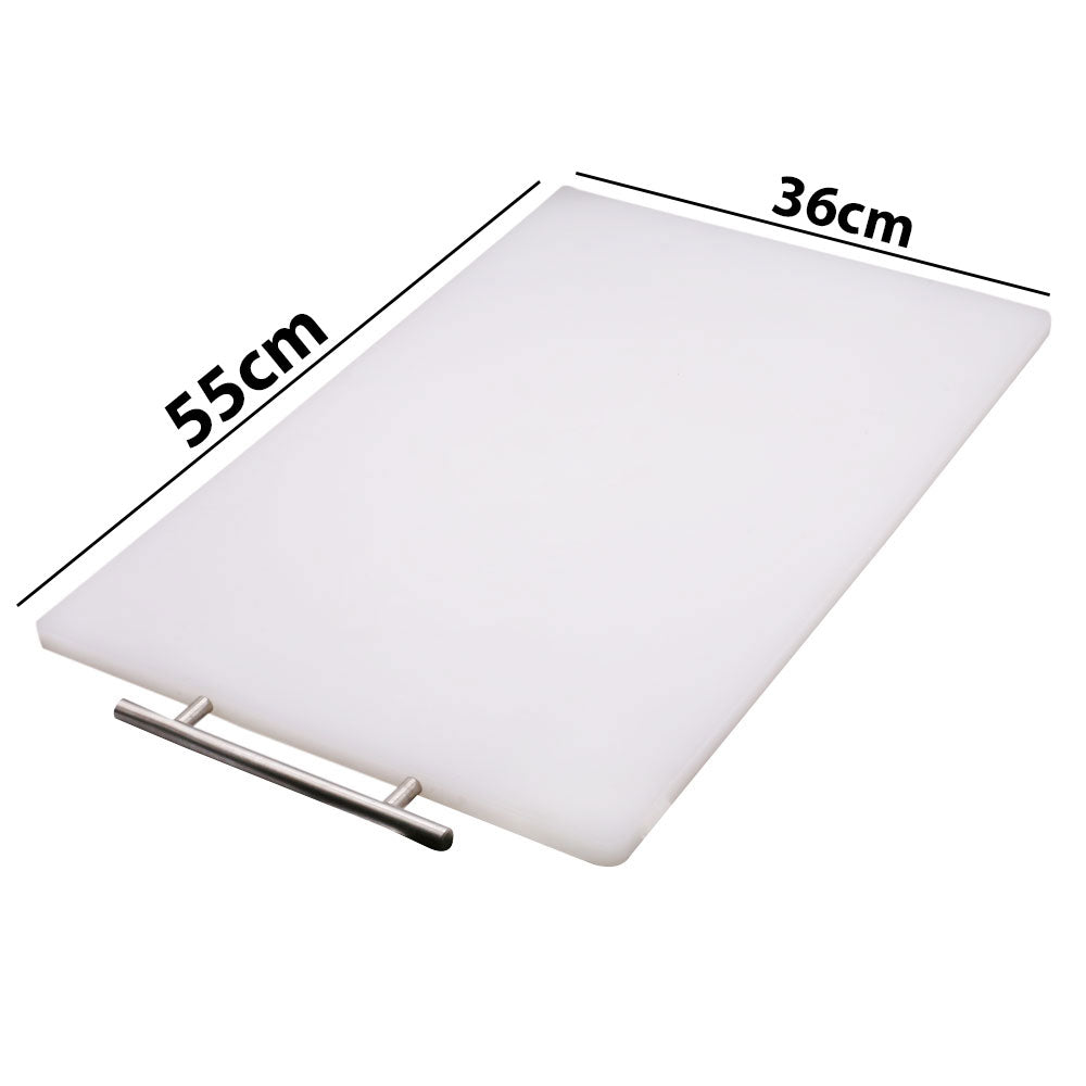 Durable Plastic Cutting Board 55x36cm with Stainless Steel Handle