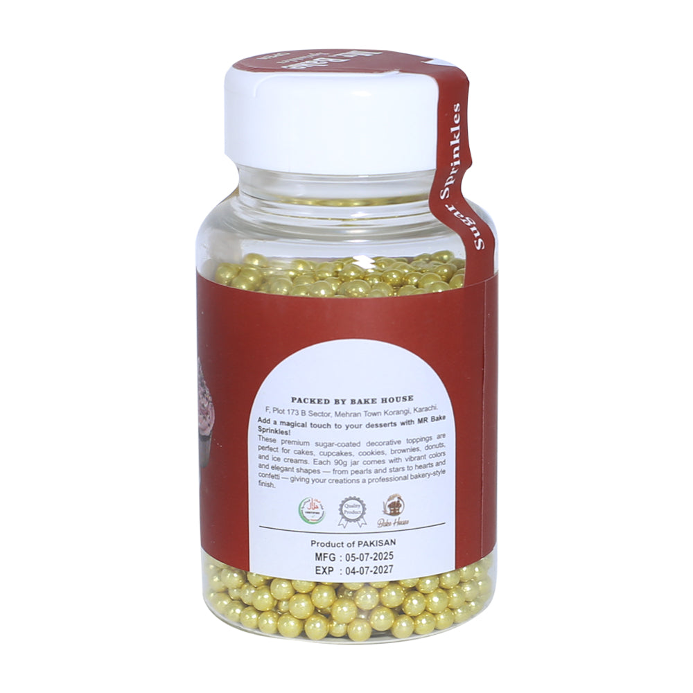 MR Bake Antique Gold Pearls Sprinkles – 90g Jar