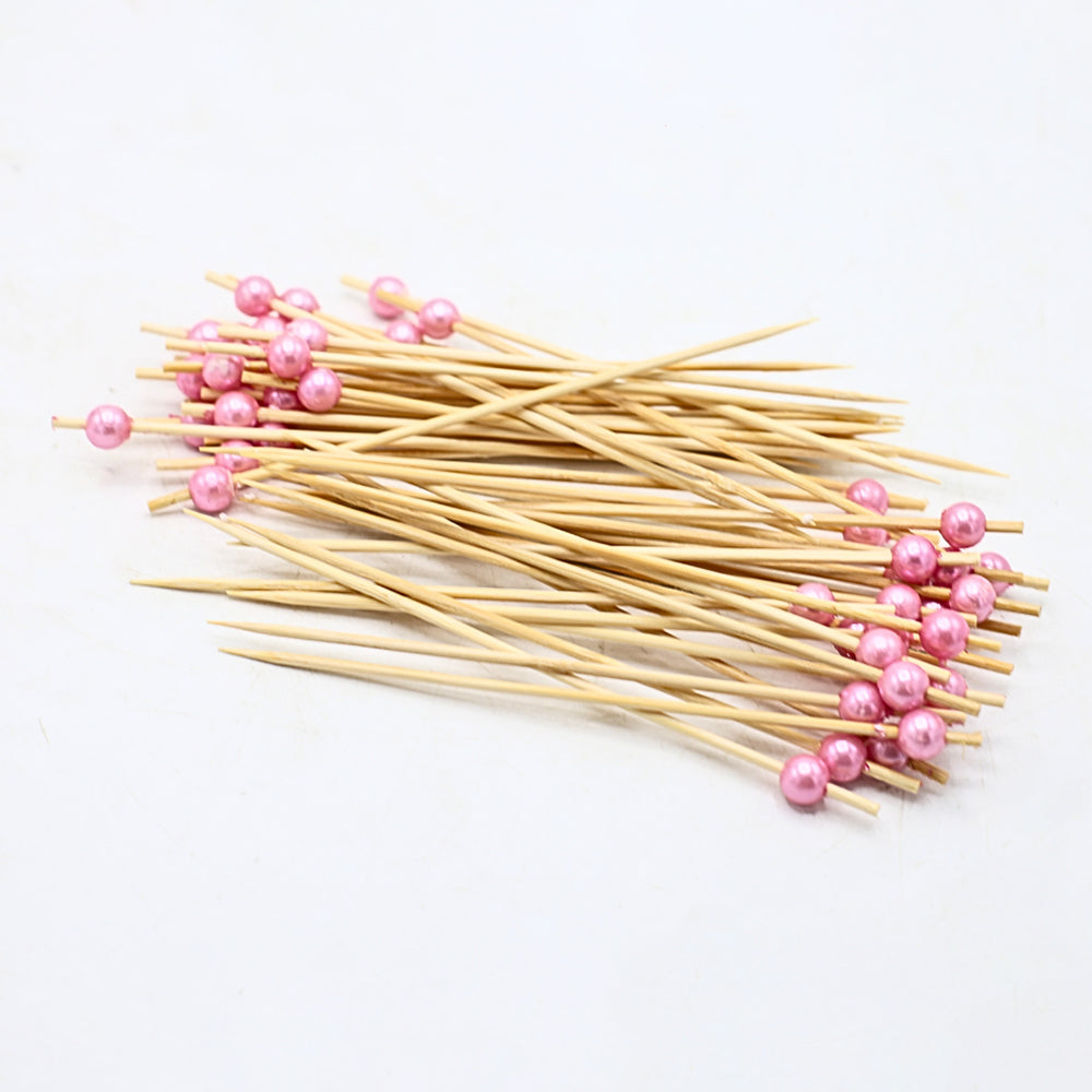 Colorful Cocktail Pick With Pearls 50Pcs Set
