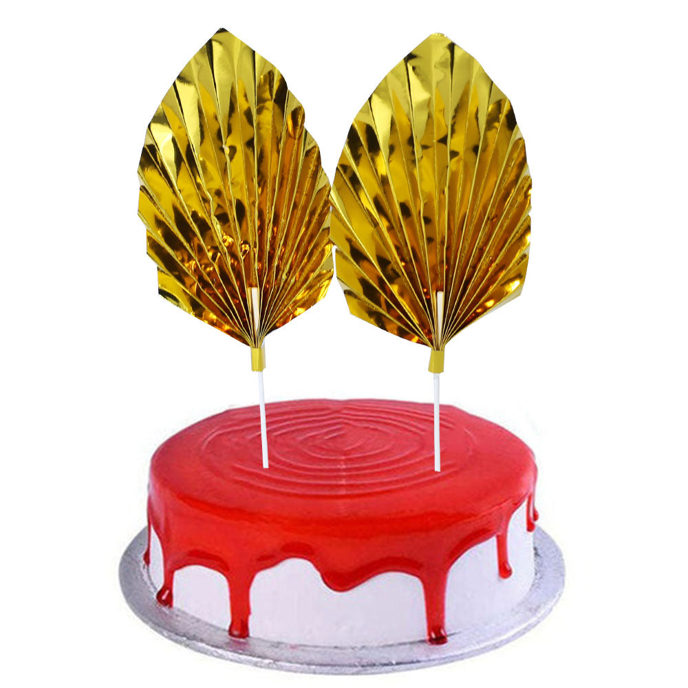 Palm Leave Yellow Cake Topper 2Pcs Set