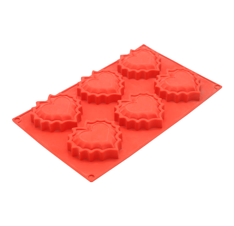 Fluted Heart Shape Silicone Mold 6 Cavity.