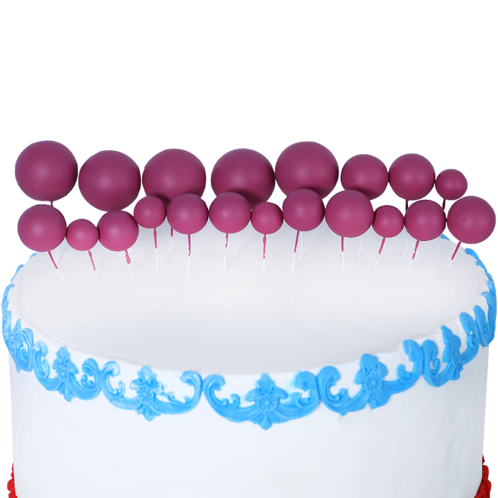 Artificial Dark Pink Foam Ball Topper 20Pcs Set