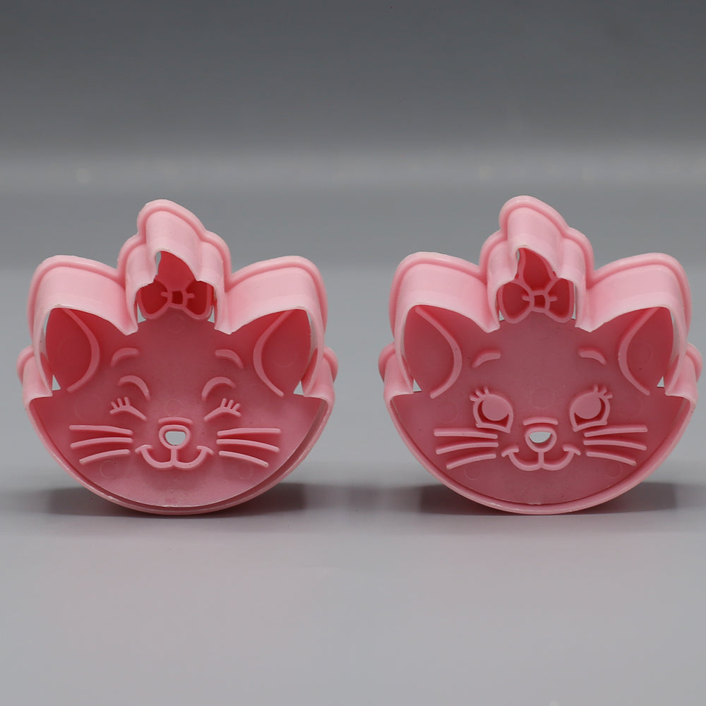 Cat Face Cookie Plunger Cutter 2Pcs Set Plastic