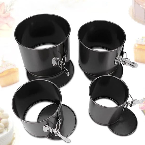Round Springform Shape Heighted Non Stick Mold 4Pcs Set