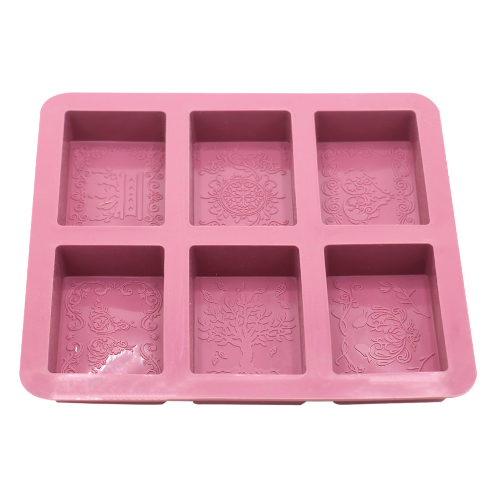 Embroidery Silicone Rectangle Soap Mold 6 Cavity (Design 2)