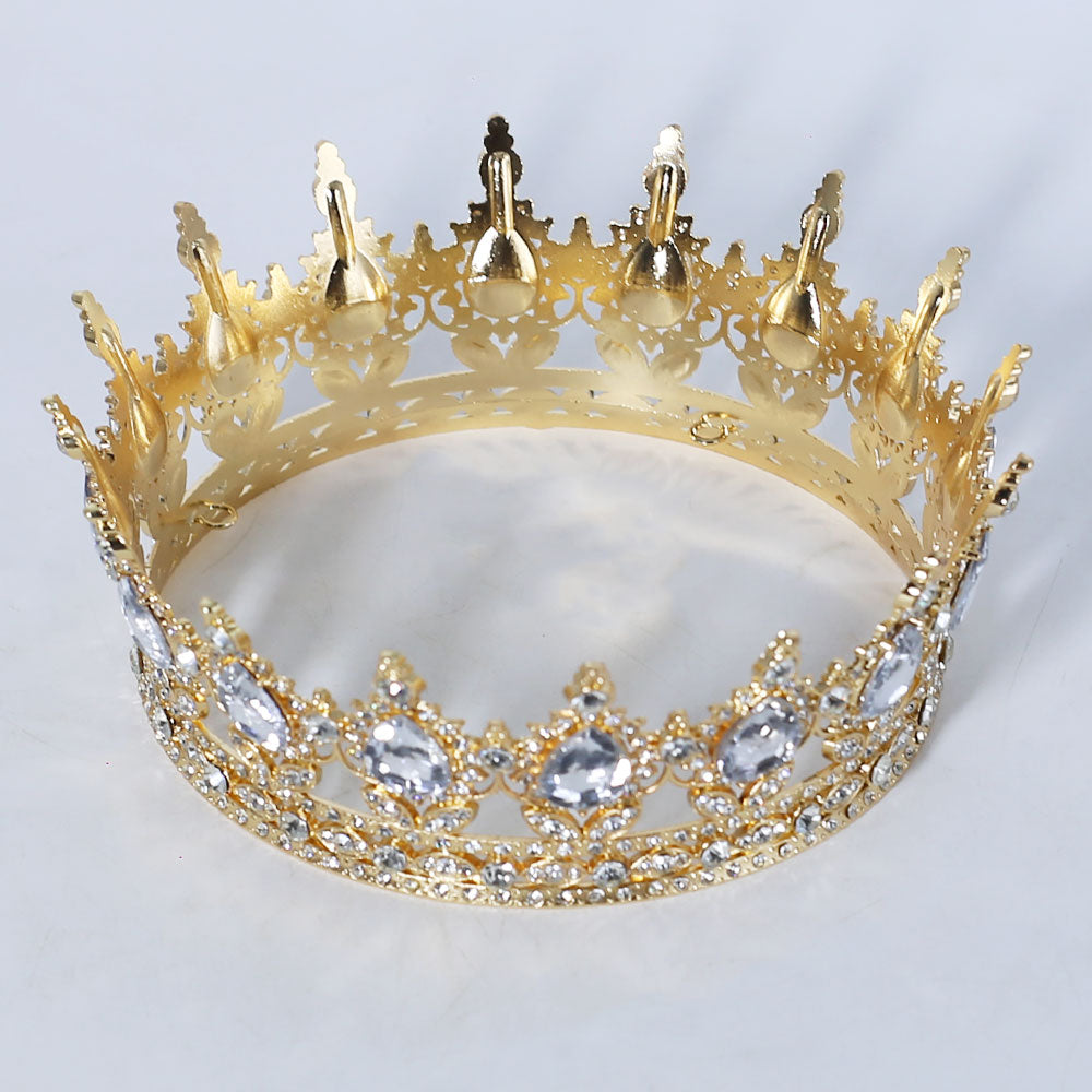 Tiara Crown Decorated With Rhinestones Cake Topper Golden