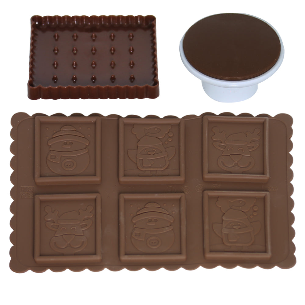 Snowman Theme Biscuit Chocolate Silicone Mold 6 Cavity