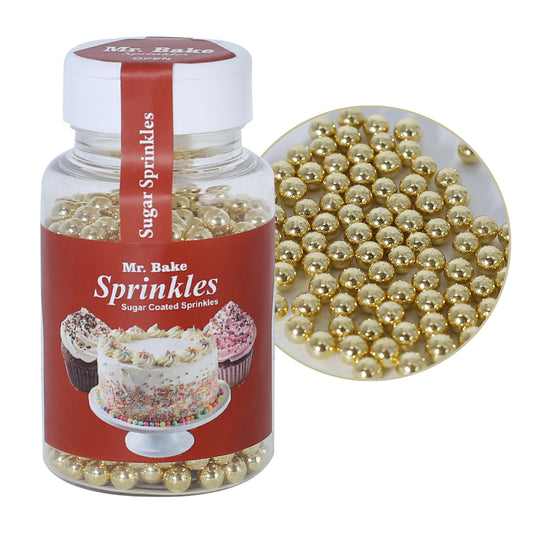 MR Bake Shiny Golden Edible Pearl Large - 90g Jar