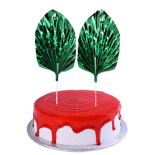 Palm Leave Green Cake Topper 2Pcs Set