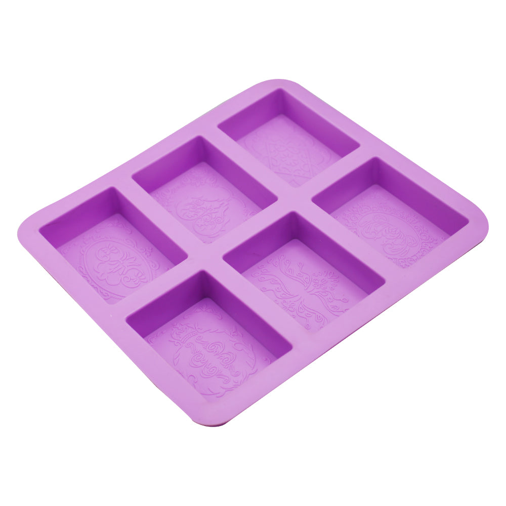 Embroidery Silicone Rectangle Soap Mold 6 Cavity