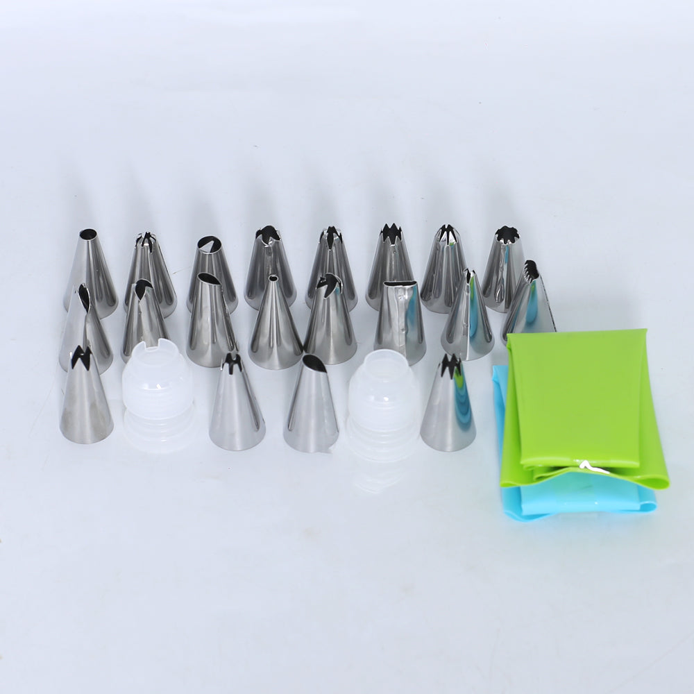 MUSKY 24Pcs Nozzle Set Steel With Coupler And 2 Icing Bag.