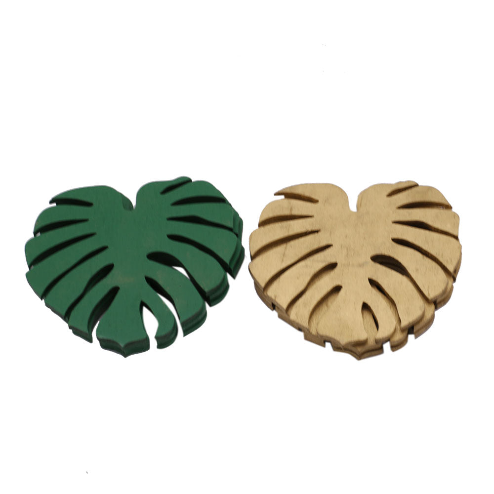 Leaf Shape Wooden Tea Coasters  6pcs Set