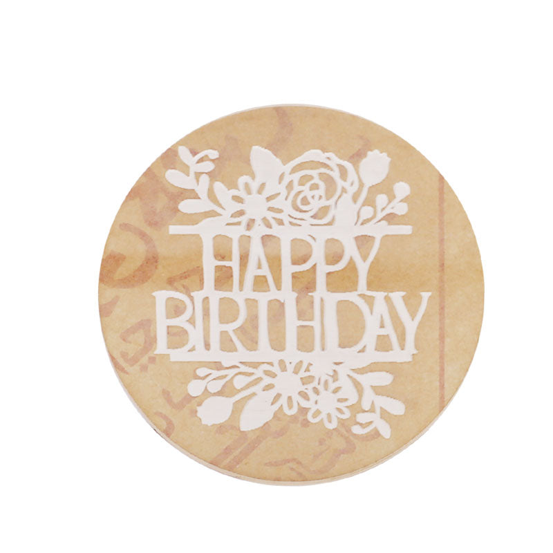 Happy Birthday With Flower Design Fondant Stamp Plastic