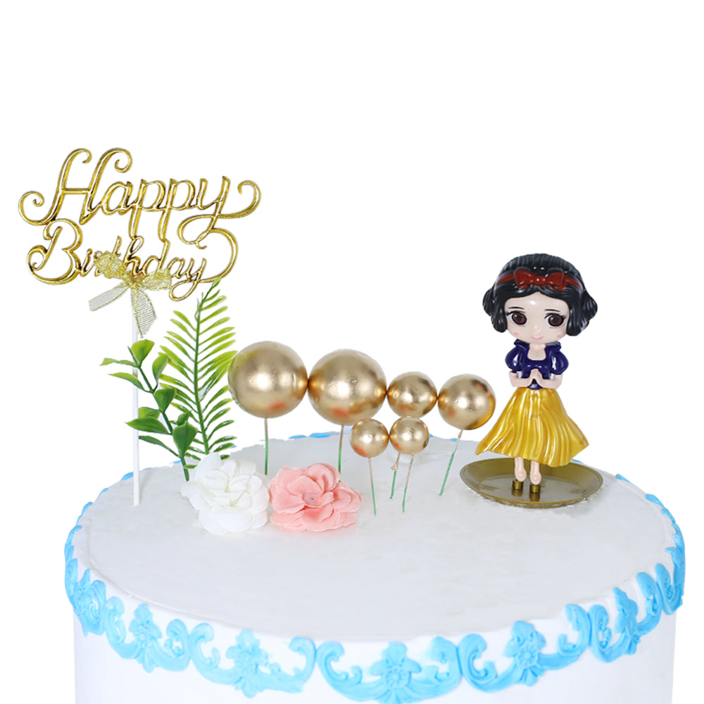 Happy Birthday Cake Topper Copper With Faux Ball, Leave, Flower, And Doll 12pcs Set