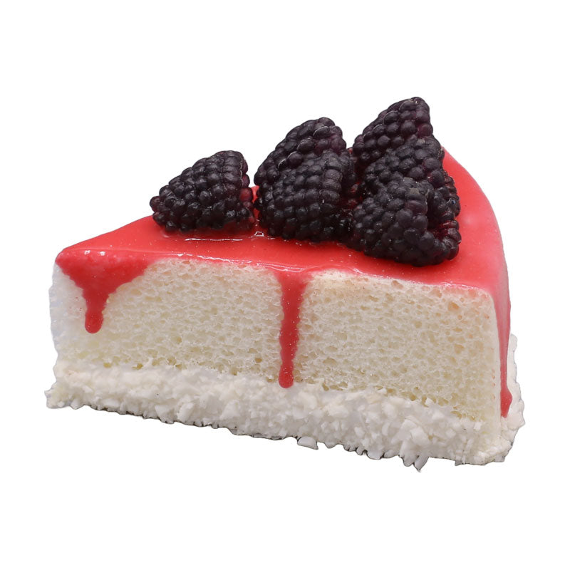 Realistic Artificial Triangle Pastry With Black Rasberry Topping