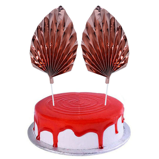Palm Leave Rose Gold Cake Topper 2Pcs Set