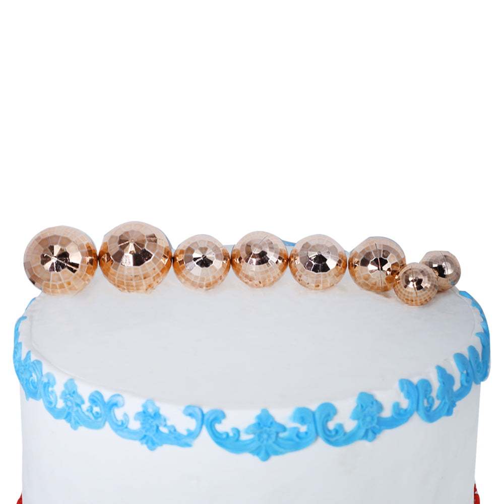 Artificial Vintage Copper Ball Cake Topper 12Pcs Set