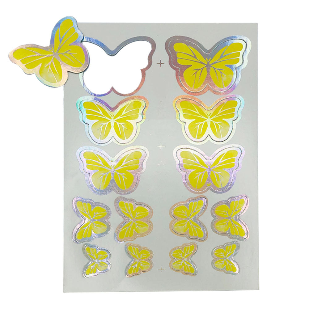 Yellow Color Butterflies Cake Topper 14 Pcs Pack