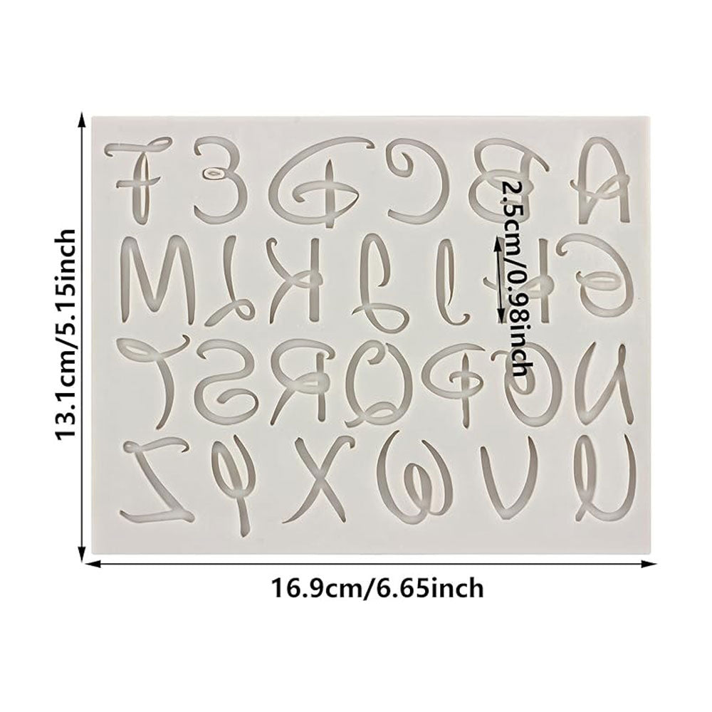 Large Size UpperCase Stylish Alphabet Silicone Fondant Mold 27 Cavity