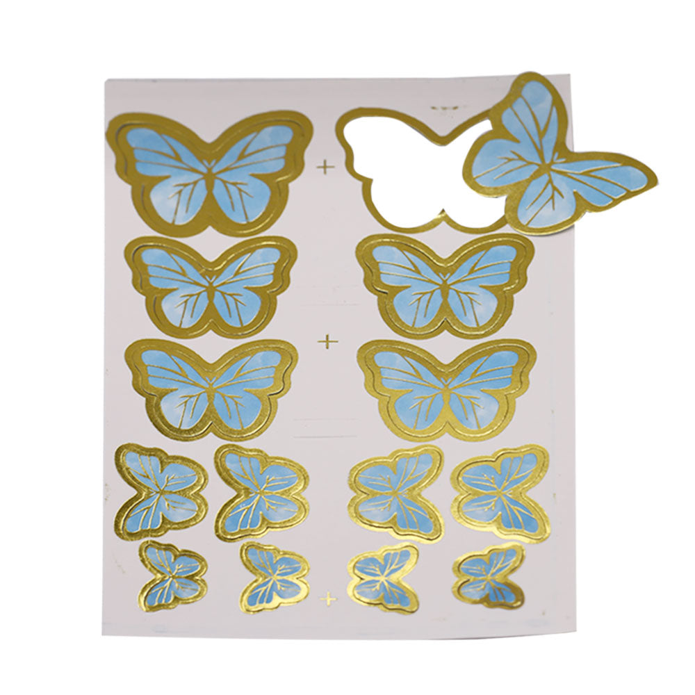 Sky Blue Color Butterflies Cake Topper 14 Pcs Pack