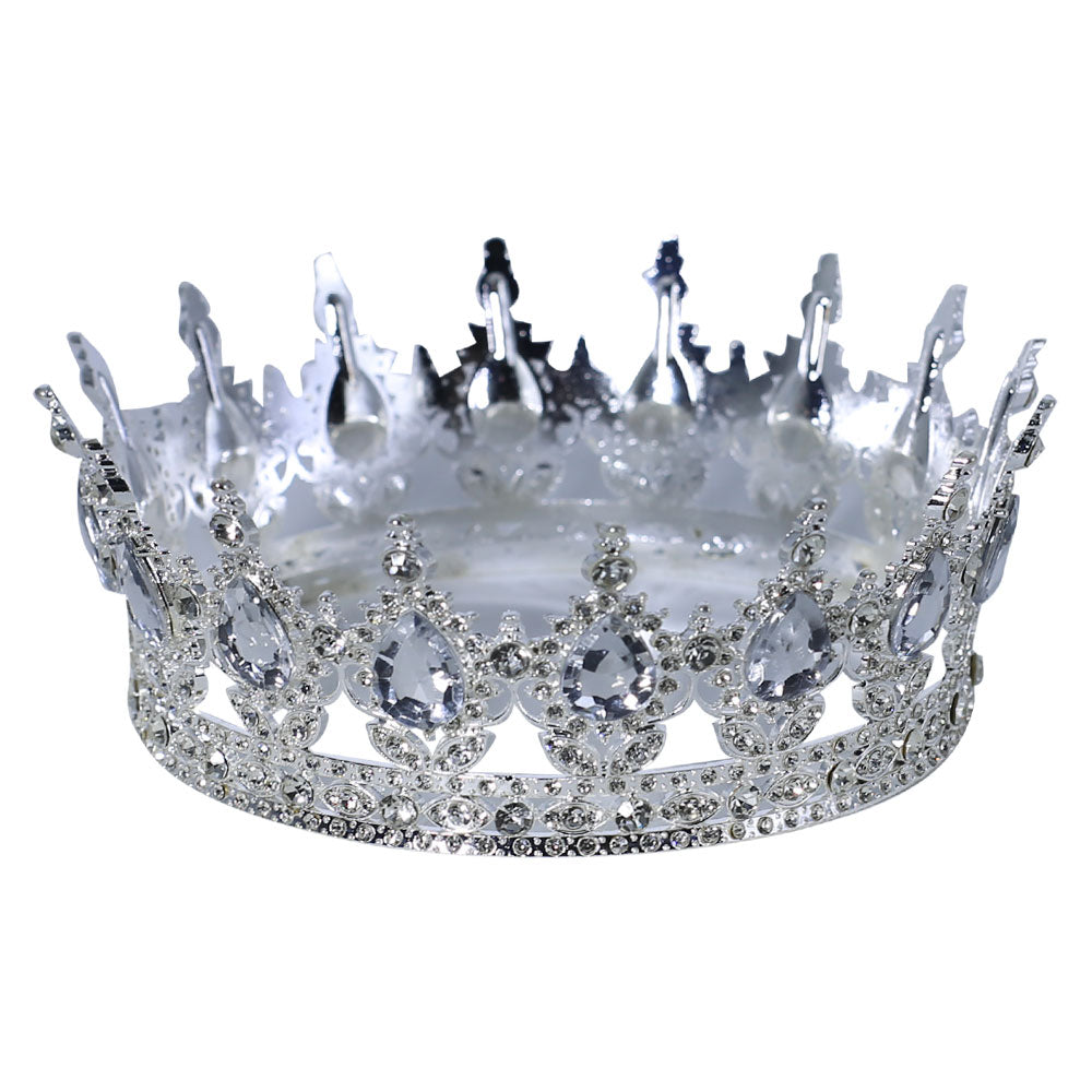 Tiara Crown Decorated With Rhinestones Cake Topper Silver