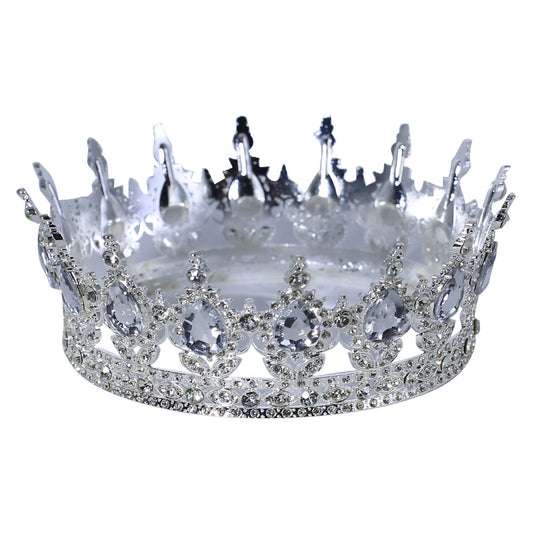 Tiara Crown Decorated With Rhinestones Cake Topper Silver