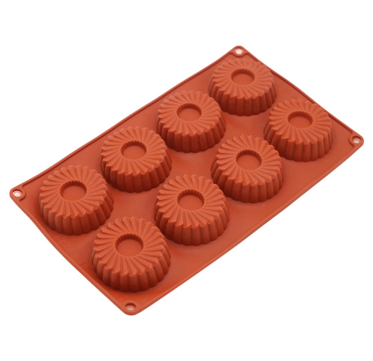 Round Fluted Silicone Mold 8 Cavity