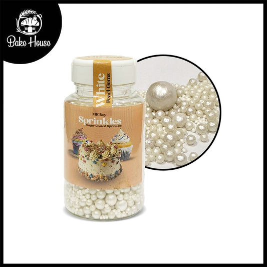 MR Kay White Pearl Gems Sprinkles (Mix Size) – 90g Jar