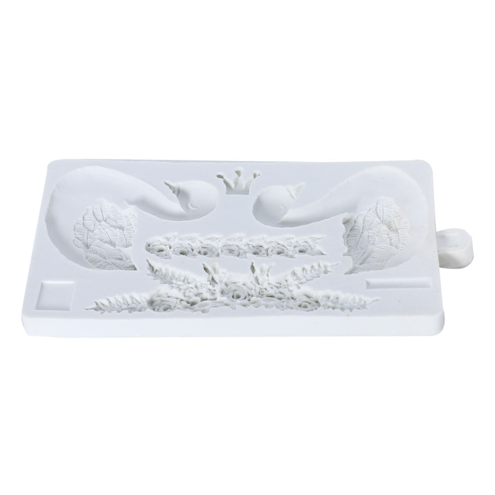 Swan And Rose Crown Silicone Fondant Mold