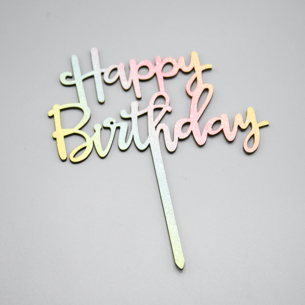 Happy Birthday Cake Topper Multicolor