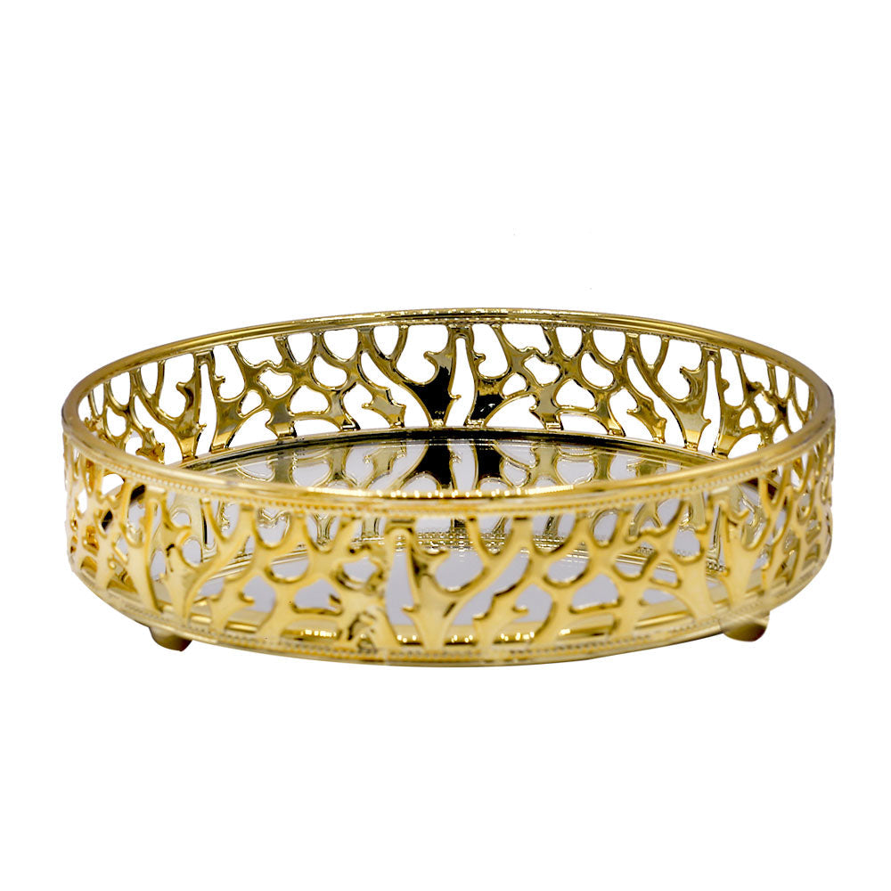 Decorative Cosmetics Organizer Round Mirror Tray