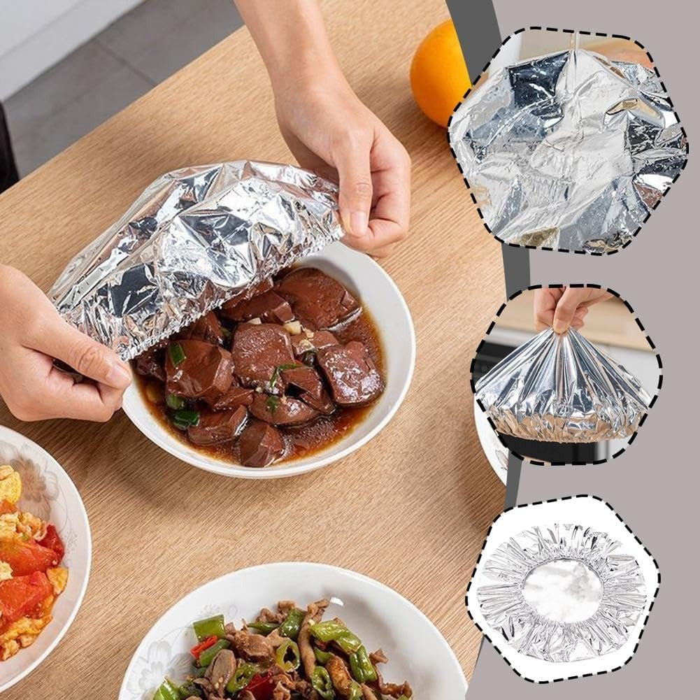 Disposable & Reusable Elastic Food Aluminum Covers 10Pcs Set