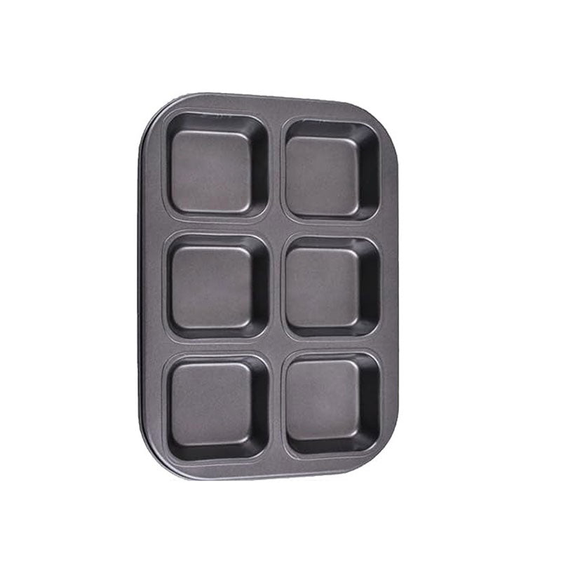 Square Brownie Baking Tray Non Stick 6 Cavity