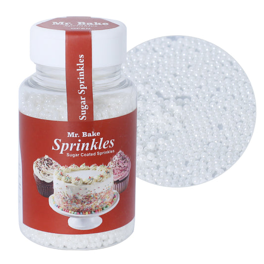 MR Bake Mini White Edible Pearl – 90g Jar