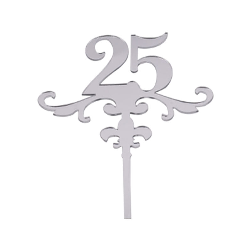 (25) Number Cake Topper Silver