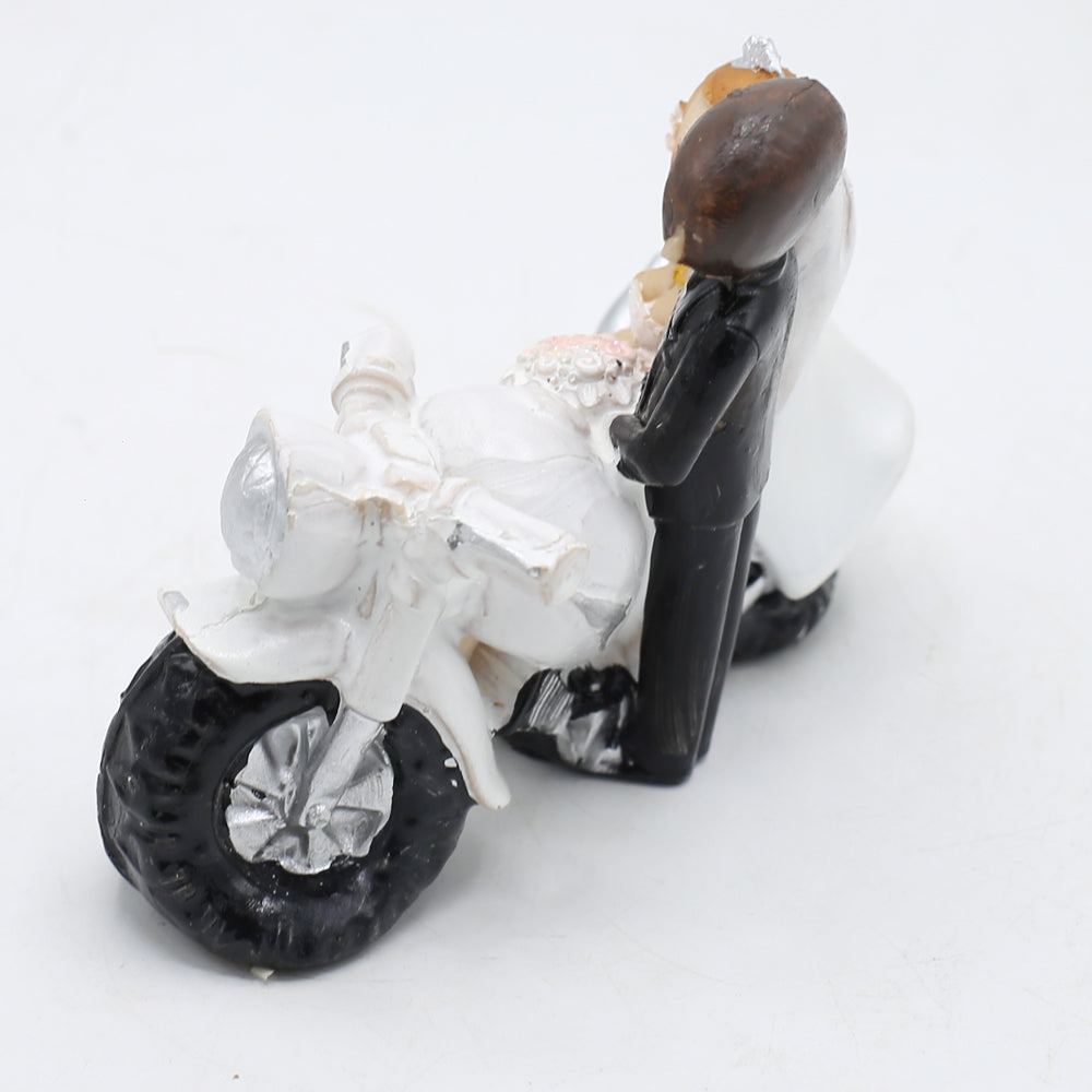 Just Married Bride And Groom On Bike Cake Topper