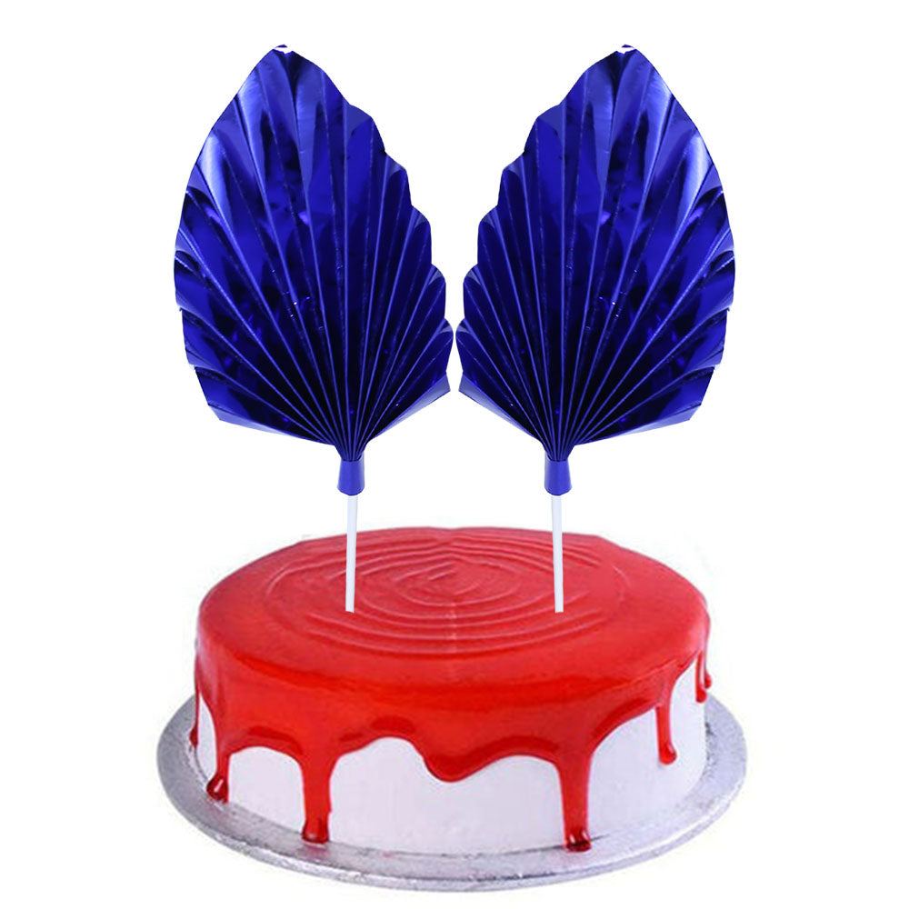 Palm Leave Dark Blue Cake Topper 2Pcs Set