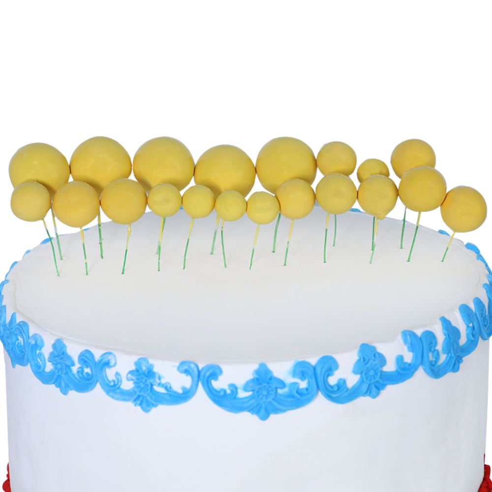 Artificial Yellow Faux Ball Topper 20Pcs Set