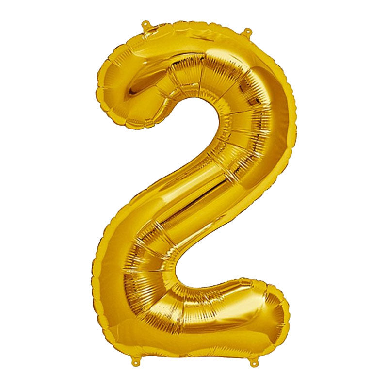 16 Inch Golden Number 2 Foil Balloon for Party Decoration