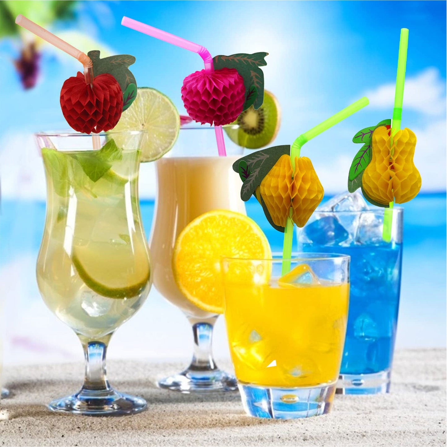 Multicolor Fruit Straw 100Pcs