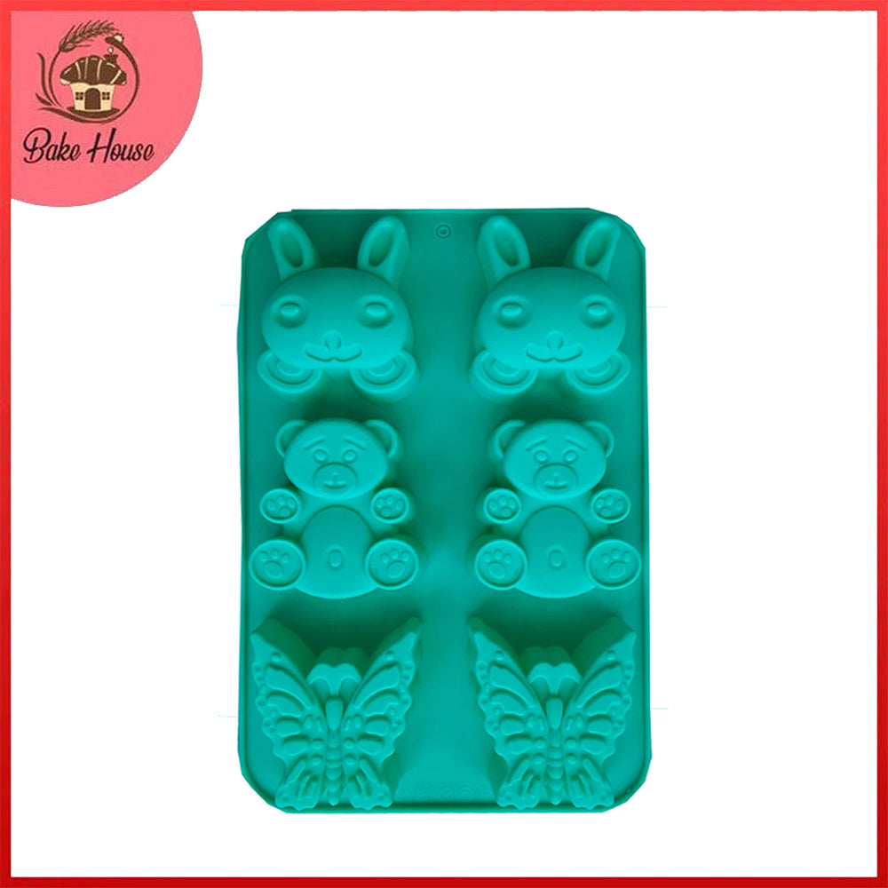 Rabbit, Butterfly & Bear Silicone Mold 6 Cavity